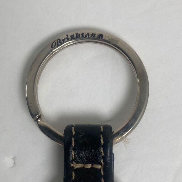 Brighton Leather Key Fob Black Brown Heart Silver Tone Vintage Style - Picture 3 of 7